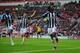 SUNDERLAND, ENGLAND - NOVEMBER 24: Romelu Lukaku of West Brom celebrates scoring to make it 3-1 during the Barclays Premier League match between Sunderland and West Bromwich Albion at the Stadium of Light on November 24, 2012 in Sunderland, England. (Ph
