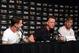 Jul 22, 2014; Pasadena, CA, USA; Manchester United midfielder Ander Herrera, head coach Louis Van Gaal and defender Luke Shaw talk to the media during a press conference a day before the game against the Los Angeles Galaxy at the Rose Bowl. Mandatory Cred