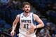 MINNEAPOLIS, MN - April 8: Kevin Love #42 of the Minnesota Timberwolves runs up the court against the San Antonio Spurs during the game on April 8, 2014 at Target Center in Minneapolis, Minnesota. NOTE TO USER: User expressly acknowledges and agrees that,