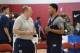 LAS VEGAS, NV - JULY 28: Tom Thibodeau assistant coach of the USA Basketball Men's National Team talks with Derrick Rose #41 during practice at the Mendenhall Center at the University of Nevada, Las Vegas on July 28, 2014 in Las Vegas, Nevada. NOTE TO US