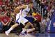 LOS ANGELES, CA - MAY 03: Blake Griffin #32 of the Los Angeles Clippers drives against Draymond Green 323 of the Golden State Warriors in Game Seven of the Western Conference Quarterfinals during the 2014 NBA Playoffs at Staples Center on May 3, 2014 in