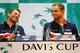 AUSTIN, TX - JULY 07: Flanked by US Davis Cup teammate Mardy Fish, Andy Roddick fields questions from the media after the draw ceremony for their tie against Spain held at The Moody Theatre on July 7, 2011 in Austin, Texas. (Photo by Matthew Stockman/G