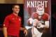 Jul 22, 2014; Dallas, TX, USA; Oklahoma Sooners quarterback Trevor Knight takes a photo with his sign during the Big 12 Media Day at the Omni Dallas. Mandatory Credit: Kevin Jairaj-USA TODAY Sports