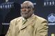 Feb 1, 2014; New York, NY, USA; Atlanta Falcons and Philadelphia Eagles former defensive end Claude Humphrey is introduced as an inductee for the 2014 Pro Football Hall of Fame class at the 3rd NFL Honors at Radio Music City Hall. Mandatory Credit: Kirby