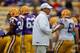 Apr 5, 2014; Baton Rouge, LA, USA; LSU Tigers head coach Les Miles during the 2014 spring game at Tiger Stadium. Mandatory Credit: Derick E. Hingle-USA TODAY Sports