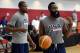LAS VEGAS, NV - JULY 30: Kevin Durant #52 (L) and James Harden #32 of the 2014 USA Basketball Men's National Team set up a drill during a practice session at the Mendenhall Center on July 30, 2014 in Las Vegas, Nevada. (Photo by Ethan Miller/Getty Image