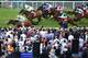CHICHESTER, ENGLAND - AUGUST 02: Richard Hughes riding Intrinsic (no.25) wins The 32Red Cup at Goodwood racecourse on August 02, 2014 in Chichester, England. (Photo by Charlie Crowhurst/Getty Images)