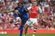 LONDON, ENGLAND - AUGUST 03: Radamel Falcao of Monaco in action with Calum Chambers during the Emirates Cup match between Arsenal and AS Monaco at the Emirates Stadium on August 3, 2014 in London, England. (Photo by Michael Regan/Getty Images)