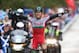 GLASGOW, SCOTLAND - AUGUST 03: Geraint Thomas of Wales celebrates as he crosses the finish line during the Men's Cycling Road Race during day eleven of the Glasgow 2014 Commonwealth Games on August 3, 2014 in Glasgow, United Kingdom. (Photo by Ryan Pier