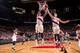 PORTLAND, OR - MARCH 18: Thomas Robinson #41 and Meyers Leonard #11 of the Portland Trail Blazers goes up for a rebound against the Milwaukee Bucks on March 18, 2014 at the Moda Center Arena in Portland, Oregon. NOTE TO USER: User expressly acknowledges