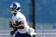 Jun 18, 2014; East Rutherford, NJ, USA; New York Giants running back David Wilson (22) carries the ball during New York Giants mini camp at Quest Diagnostics Training Center. Mandatory Credit: Noah K. Murray-USA TODAY Sports