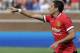 ANN ARBOR, MI - AUGUST 2: Javier Hernandez #14 of Manchester United points to Shinji Kagawa, who passed him the ball for a goal, during the second half of the Guinness International Champions Cup at Michigan Stadium on August 2, 2014, in Ann Arbor, Mich.