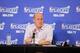 CHARLOTTE, NC - APRIL 28: Steve Clifford of the Charlotte Bobcats addresses the media after Game Four of the Eastern Conference Quarterfinals against the Miami Heat in the 2014 NBA Playoffs at the Time Warner Cable Arena on April 28, 2014 in Charlotte, N