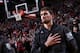 PORTLAND, OR - JANUARY 25: Kevin Love #42 of the Minnesota Timberwolves stands on the court before the game against the Portland Trail Blazers on January 25, 2014 at the Moda Center Arena in Portland, Oregon. NOTE TO USER: User expressly acknowledges and