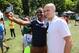 Aug 4, 2014; Portland, OR, USA; MLS all star Michael Bradley takes a selfie with a fan during a MLS Works Community Day event in advance of the 2014 MLS All Star Game at Montavilla Park. Mandatory Credit: Craig Mitchelldyer-USA TODAY Sports