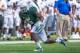 Sep 7, 2013; Waco, TX, USA; Baylor Bears wide receiver Antwan Goodley (5) runs with the ball during the game against the Buffalo Bulls at Floyd Casey Stadium. The Bears defeated the Bulls 70-13. Mandatory Credit: Jerome Miron-USA TODAY Sports