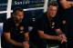 MIAMI GARDENS, FL - AUGUST 04: (L) Ryan Giggs and manager of Manchester United Louis Van Gaal sit on the bench prior to the game against Liverpool in the Guinness International Champions Cup 2014 Final at Sun Life Stadium on August 4, 2014 in Miami Garden