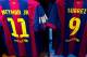 BARCELONA, SPAIN - JULY 12: Shirts of new FC Barcelona player Luis Suarez are seen on display next to Neymar's shirts at the FC Barcelona official store on July 12, 2014 in Barcelona, Spain. (Photo by David Ramos/Getty Images)