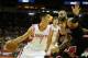 Nov 21, 2012; Houston, TX, USA; Houston Rockets point guard Jeremy Lin (7) dribbles past Chicago Bulls power forward Carlos Boozer (5) during the first quarter at the Toyota Center. Mandatory Credit: Thomas Campbell-USA TODAY Sports