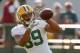 Jul 30, 2014; Green Bay, WI, USA; Green Bay Packer tight end Richard rodgers catches a pass during training camp at Ray Nitschke Field. Mandatory Credit: Benny Sieu-USA TODAY Sports