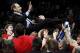 MADRID, SPAIN - MAY 04: Head Coach Ettore Messina of CSKA Moscow is hoisted up by his players as they celebrate victory at the end of the Euroleague Final Four final basketball match between Maccabi Elite and CSKA Moscow, at the Palacio de Deportes on Ma