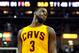 Apr 12, 2014; Cleveland, OH, USA; Cleveland Cavaliers guard Dion Waiters (3) reacts in the second quarter against the Brooklyn Nets at Quicken Loans Arena. Mandatory Credit: David Richard-USA TODAY Sports