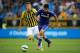 ARNHEM, NETHERLANDS - JULY 30: Diego Costa of Chelsea gets past Jan-Arie van der Heijden of Vitesse during the pre season friendly match between Vitesse Arnhem and Chelsea at the Gelredome Stadium on July 30, 2014 in Arnhem, Netherlands. (Photo by Dean