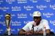 SAN ANTONIO, TX - JUNE 15: Finals MVP Kawhi Leonard #2 of the San Antonio Spurs speaks to the media after defeating the Miami Heat in Game Five of the 2014 NBA Finals 104-87 at the AT&T Center on June 15, 2014 in San Antonio, Texas. NOTE TO USER: User ex