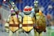 Sept 2, 2012; Miami, FL, USA; The Teenage Mutant Ninja Turtles gestures before a game between the New York Mets and the Miami Marlins at Marlins Park. Mandatory Credit: Steve Mitchell-USA TODAY Sports