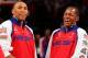 HOUSTON - FEBRUARY 18: Shawn Marion #31 and Ray Allen #34 of the West Team laugh before the 2006 NBA All-Star Game during NBA All-Star Weekend at the Toyota Center on February 19, 2006 in Houston, Texas. The East defeated the West 122-120. NOTE TO USER: