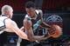 LAS VEGAS, NV - JULY 20: Noah Vonleh #1 of the Charlotte Hornets handles the ball against the Houston Rockets at the Samsung NBA Summer League 2014 on July 20, 2014 at the Thomas and Mack Center in Las Vegas, Nevada. NOTE TO USER: User expressly acknowled