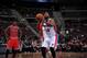 AUBURN HILLS, MI - MARCH 5: Greg Monroe #10 of the Detroit Pistons shoots a foul shot against the Chicago Bulls during the game on March 5, 2014 at The Palace of Auburn Hills in Auburn Hills, Michigan. NOTE TO USER: User expressly acknowledges and agrees