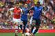 LONDON, ENGLAND - AUGUST 03: Mathieu Debuchy of Arsenal in action with Geoffrey Kondogbia of Monaco during the Emirates Cup match between Arsenal and AS Monaco at the Emirates Stadium on August 3, 2014 in London, England. (Photo by Michael Regan/Getty Im