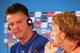 BRASILIA, BRAZIL - JULY 11: Head coach, Louis van Gaal (L) and Dirk Kuyt speak to the media during the Netherlands press conference prior to their 3rd Place Playoff match between the Netherlands and Brazil at the 2014 FIFA World Cup at the Estadio Nacion