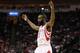 November 23, 2012; Houston, TX, USA; Houston Rockets shooting guard James Harden (13) gestures to the crowd during the third quarter against the New York Knicks at Toyota Center. Mandatory Credit: Troy Taormina-USA TODAY Sports