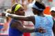 MONTREAL, QC - AUGUST 09: (L-R) Serena Williams of the USA and Venus Williams of the USA hug after the match in which Venus won during the women's semifinals match in the Rogers Cup at Uniprix Stadium on August 9, 2014 in Montreal, Canada. (Photo by Str