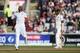 MANCHESTER, ENGLAND - AUGUST 09: England bowler Chris Jordan celebrates after dismissing India batsman Varun Aaron during day three of the 4th Investec Test match between England and India at Old Trafford on August 9, 2014 in Manchester, England. (Photo