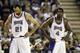 SACRAMENTO, CA - MAY 20: Vlade Divac #21 and Chris Webber #4 of the Sacramento Kings during Game two of the Western Conference Finals against the Los Angeles Lakers during the 2002 NBA Playoffs at Arco Arena in Sacramento, California on May 20, 2002. Th