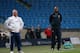 MANCHESTER, ENGLAND - MAY 01: Manager of Manchester City U21 Patrick Vieira and Manager of Chelsea FC U21 Dermot Drummy look on during the Barclays U21 Premier League match between Manchester City U21 and Chelsea U21 at Etihad Stadium on May 1, 2014 in M