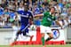 LJUBLJANA, SLOVENIA - JULY 27: Kurt Zouma (L) of Chelsea battle for the ball with Andraz Sporar (R) of FC Olimpija Ljubljana during the Pre Season Friendly match between FC Olimpija Ljubljana and Chelsea at Stozice stadium in Ljubljana, Slovenia on Sund