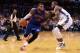 OKLAHOMA CITY, OK - April 16, 2014 : Greg Monroe #10 of the Detroit Pistons handles the ball against the Oklahoma City Thunder at the Chesapeake Arena on April 16, 2014 in Oklahoma City, Oklahoma. NOTE TO USER: User expressly acknowledges and agrees tha