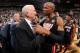 SAN ANTONIO, TX - JUNE 15: Gregg Popovich of the San Antonio Spurs and Ray Allen #34 of the Miami Heat embrace after the San Antonio Spurs' victory in Game Five and winning the 2014 NBA Finals between the Miami Heat and San Antonio Spurs at AT&T Center on