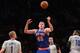 NEW YORK, NY - APRIL 15: Cole Aldrich #45 of the New York Knicks plays against the Brooklyn Nets at the Barclays Center on April 15, 2014 in the Brooklyn borough of New York City. NOTE TO USER: User expressly acknowledges and agrees that, by downloading