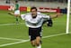 IBARAKI - JUNE 5: Miroslav Klose of Germany celebrates after scoring the first goal during the Germany v Republic of Ireland, Group E, World Cup Group Stage match played at the Ibaraki-Prefectural Kashima Soccer Stadium, Ibaraki, Japan on June 5, 2002. T