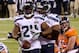 EAST RUTHERFORD, NJ - FEBRUARY 02: Running back Marshawn Lynch #24 of the Seattle Seahawks celebrates his 1-yard touchdown with teammate tackle Alvin Bailey #78 in the second quarter against the Denver Broncos during Super Bowl XLVIII at MetLife Stadium
