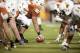 AUSTIN, TX - SEPTEMBER 1: Dominic Espinosa #55 of the Texas Longhorns lines up against the Wyoming Cowboy defense on September 1, 2012 at Darrell K Royal-Texas Memorial Stadium in Austin, Texas. (Photo by Cooper Neill/Getty Images)