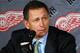 DETROIT - OCTOBER 12: Executive Vice President and General Manager, Ken Holland of the Detroit Red Wings address the media during a press conference to announce the retirement from hockey of Kirk Maltby #18 before a NHL game against the Colorado Avalanch
