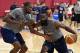 LAS VEGAS, NV - JULY 30: James Harden #32 (R) of the 2014 USA Basketball Men's National Team drives against Kevin Durant #52 of the 2014 USA Basketball Men's National Team during a practice session at the Mendenhall Center on July 30, 2014 in Las Vegas,