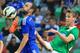 LJUBLJANA, SLOVENIA - JULY 27: Cesc Fabregas of Chelsea is challenged by Nik Kapunik (R) of Olimpija Ljubljana during the Pre Season Friendly match between FC Olimpija Ljubljana and Chelsea at Stozice stadium in Ljubljana, Slovenia on Sunday, July 27, 20