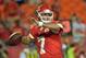 Aug 7, 2014; Kansas City, MO, USA; Kansas City Chiefs quarterback Aaron Murray (7) throws a pass during the second half against the Cincinnati Bengals at Arrowhead Stadium. The Chiefs won 41 - 39. Mandatory Credit: Denny Medley-USA TODAY Sports